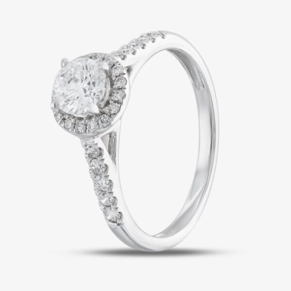 9ct White Gold Certified Lab Grown 0.75ct Brilliant Cut Diamond Shoulder Set Solitaire Ring LGR40944-75 O