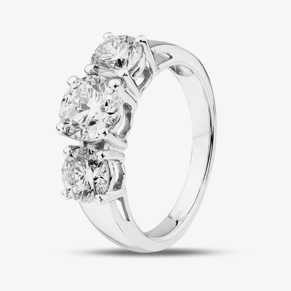 9ct White Gold 2.00ct Certified Lab Grown Brilliant Cut Diamond Three Stone Ring LGR5026-200 L