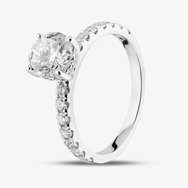 9ct White Gold Certified Lab Grown 1.50ct Brilliant Cut Diamond Shoulder Set Solitaire Ring LGR43483-150 N