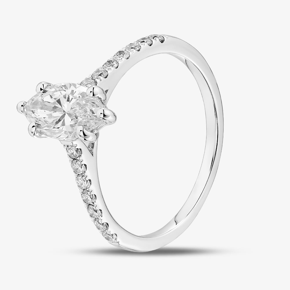 Pure Brilliance 9ct White Gold 1.20ct Marquise Cut Lab Grown Diamond Shoulder Set Ring LGR47362-120SF M