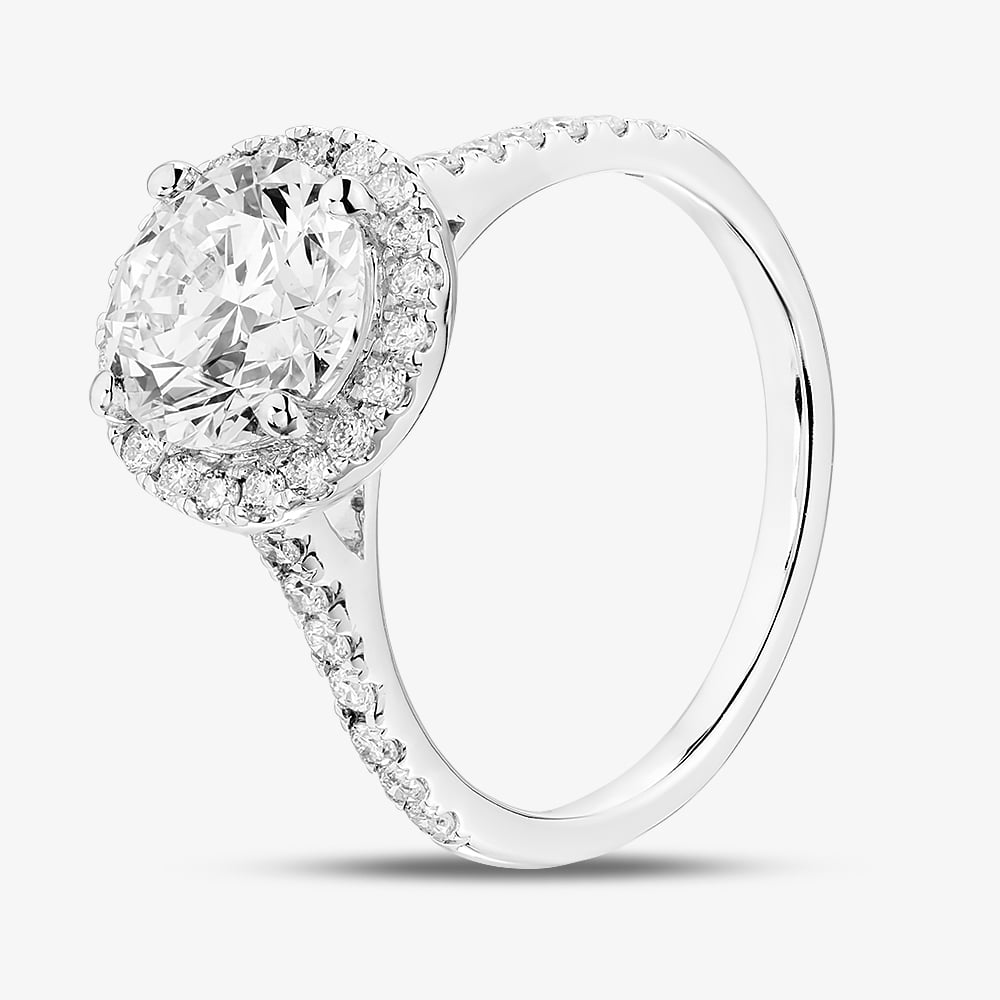 Pure Brilliance 9ct White Gold 2.40ct Brilliant Cut Lab Grown Diamond Halo Ring LGR43488-240SF P