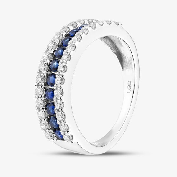 Pure Brilliance 9ct White Gold Sapphire & Lab Grown Diamond Three Row Half Eternity Ring LGR44409-SD L