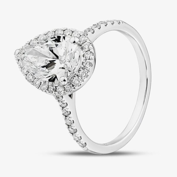 Pure Brilliance 9ct White Gold Certified 2.40ct Pear Cut Lab Grown Diamond Halo Ring LGR43491-240SF M