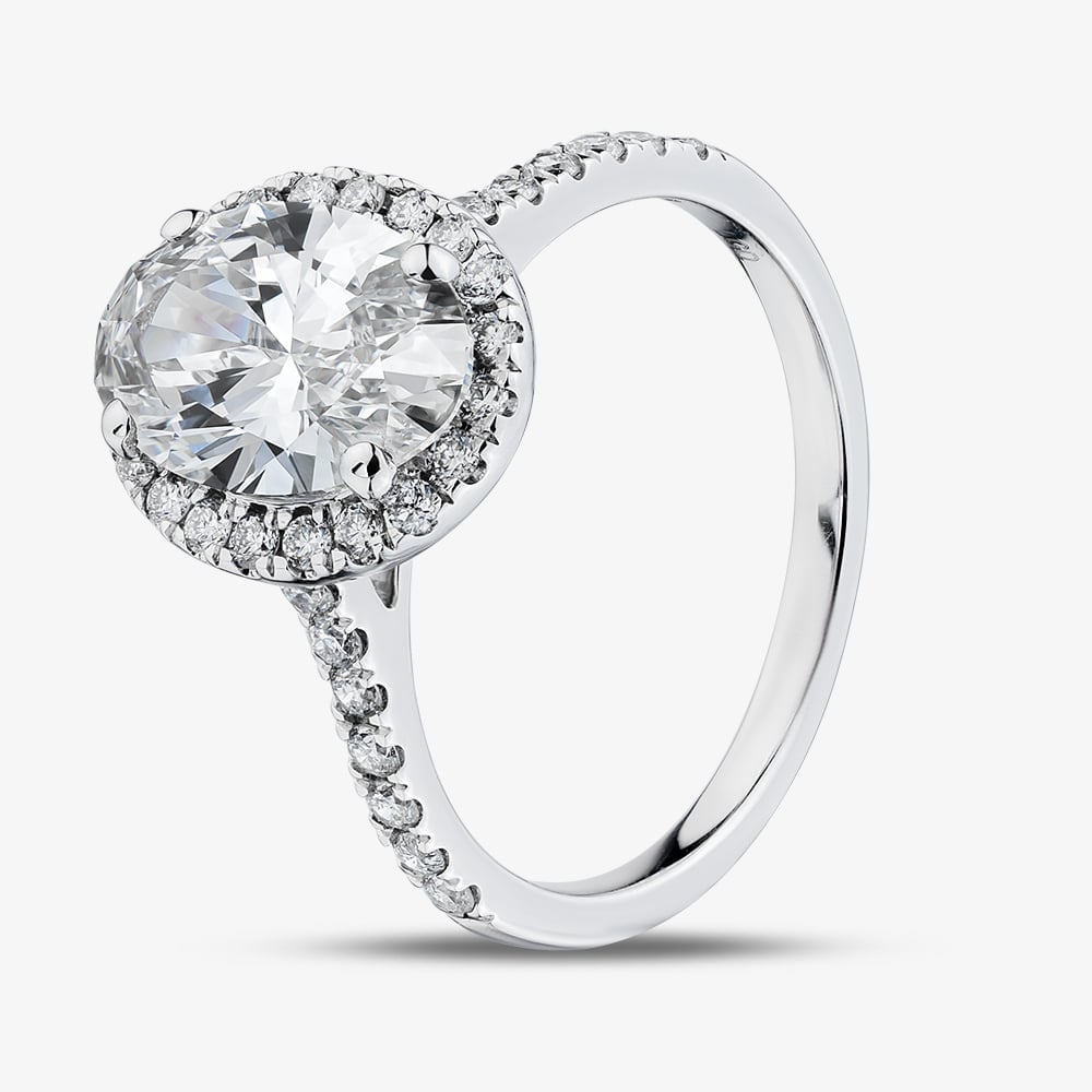 Pure Brilliance 9ct White Gold 2.40ct Oval Lab Grown Diamond Halo Ring LGR43490-240SF M (WG)