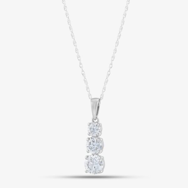 Pure Brilliance 9ct White Gold Certified Lab Grown 1.00ct Brilliant Cut Diamond Three Stone Pendant Necklace LGP35531-100 (WG)