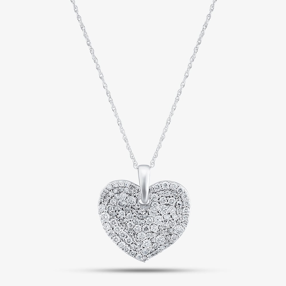 Pure Brilliance 9ct White Gold Certified 1.00ct Lab Grown Diamond Heart Pendant Necklace LGP45515-100 (WG)