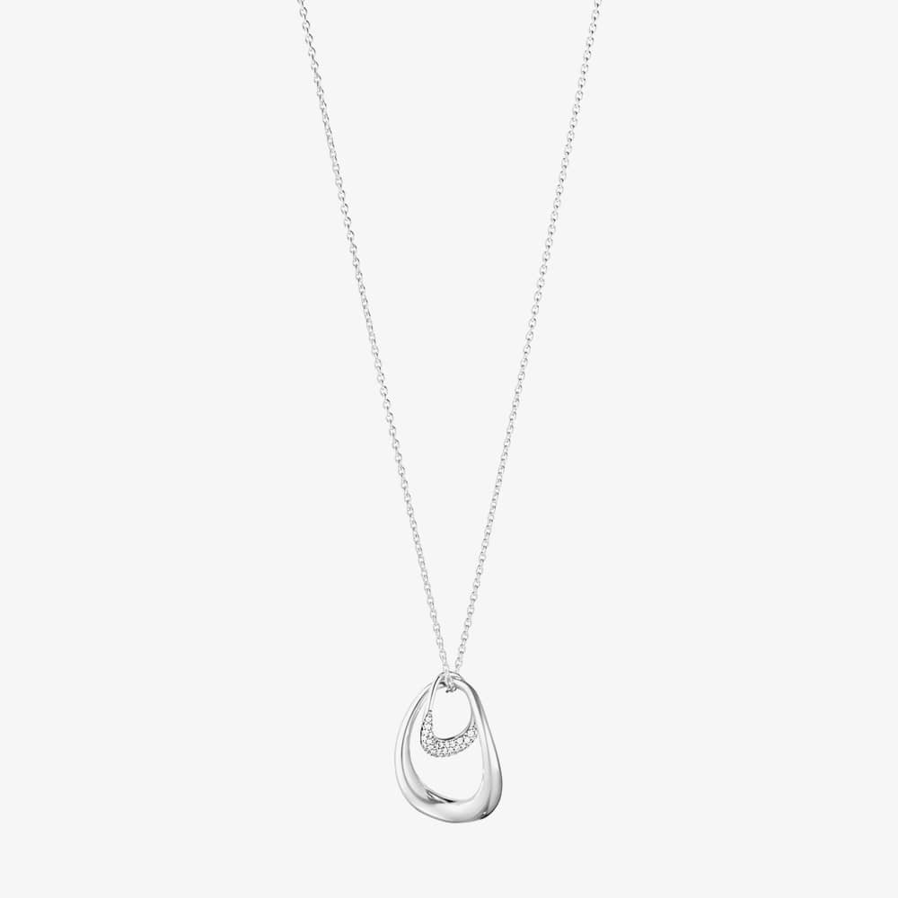 Georg Jensen Offspring Sterling Silver 0.08ct Diamond Pave Necklace 10015848
