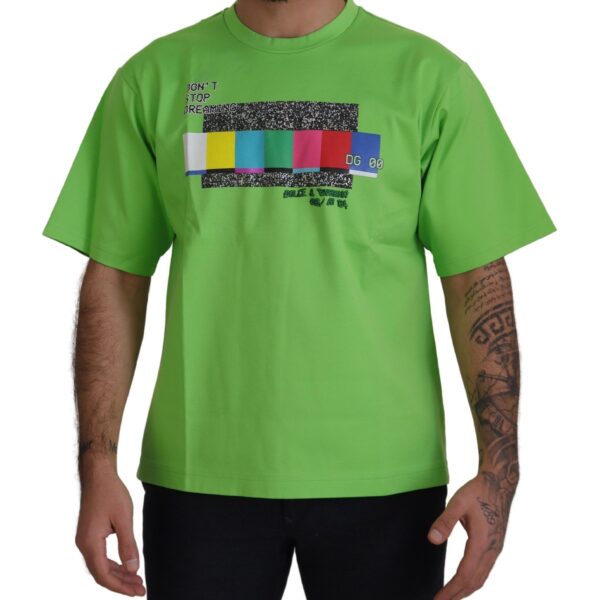 Dolce & Gabbana Green Cotton DG CHANNEL Top Mens T-shirt - Size Medium