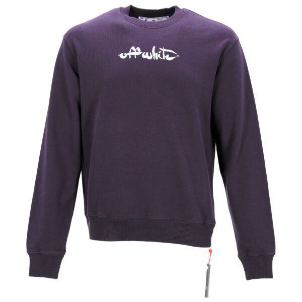 Off-White Mens Paint Arrow Slim Crewneck - Purple Cotton - Size X-Large