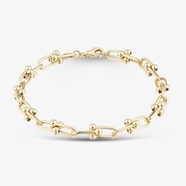 9ct Yellow Gold 7.5 Inch Fancy Ball Bar Chain Bracelet HTLC-600-9Y-7.5