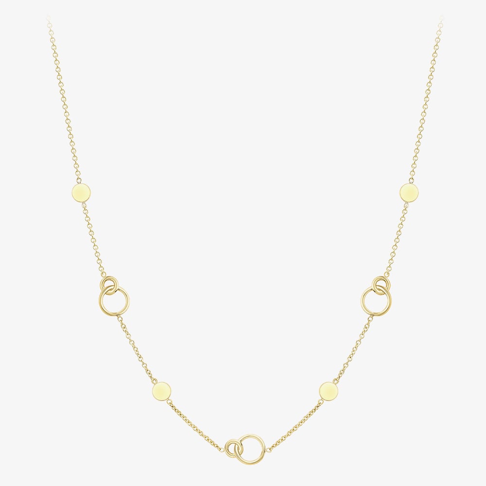 9ct Gold 17 Inch Interlocking Circle Disc Chain 111125127730