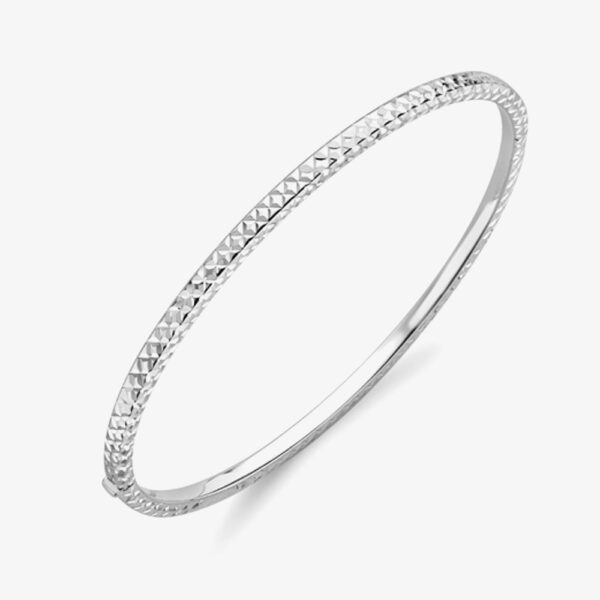 9ct White Gold Diamond Cut Bangle BN337