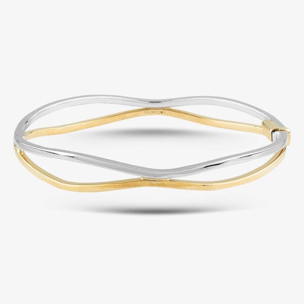 9ct Yellow Gold Two Colour Two Row Wave Bangle BN344