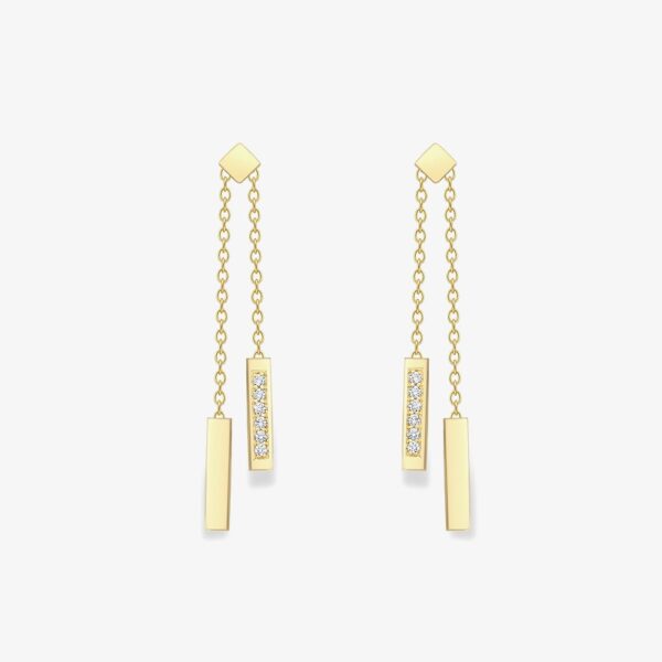 18ct Yellow Gold 0.04ct Diamond Set Barrell Drop Earrings 120225148820