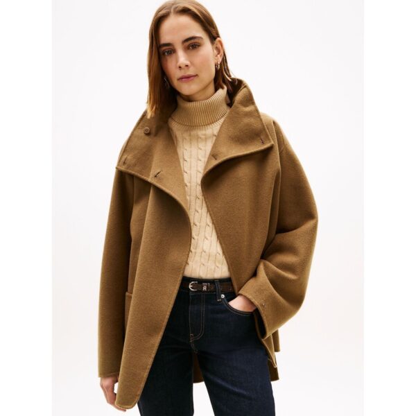 Mid-Length Coat with High Neck