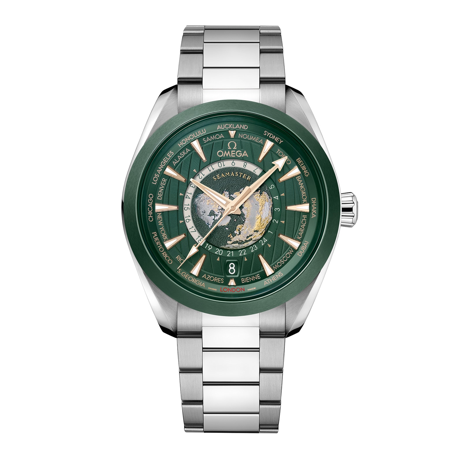 Seamaster Aqua Terra 150m Co Axial Master Chronomaster GMT Worldtimer 43mm Mens Watch Green