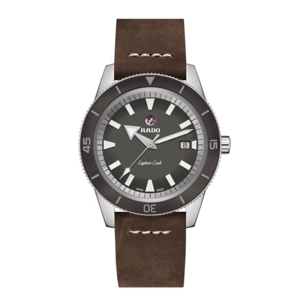 Captain Cook Automatic Brown Leather Strap 42mm Mens Watch