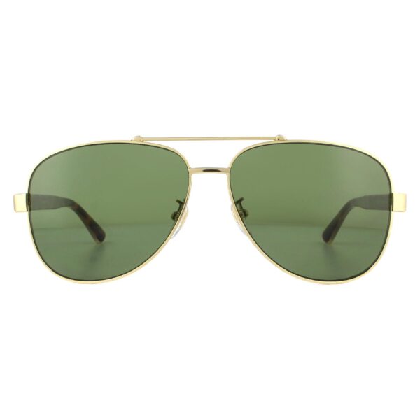 Gucci Mens Sunglasses GG0528S 009 Gold and Havana Crystal Green Metal - One Size
