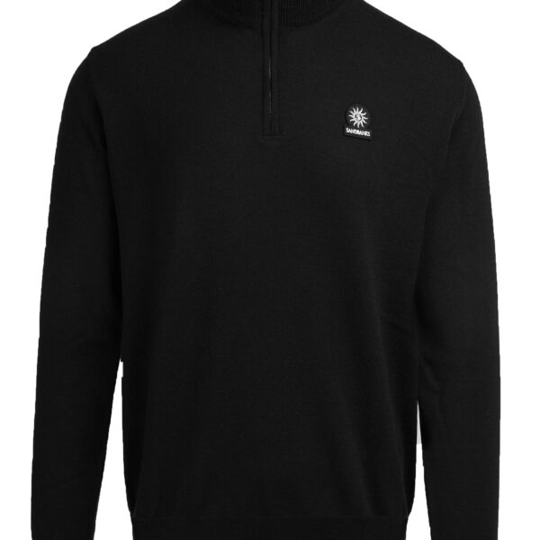 Sandbanks Mens Quarter zip Merino Knitwear Black - Size Large