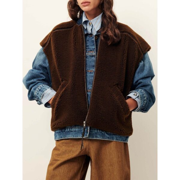 Mounty Sleeveless Zip-Up Jacket in Sherpa