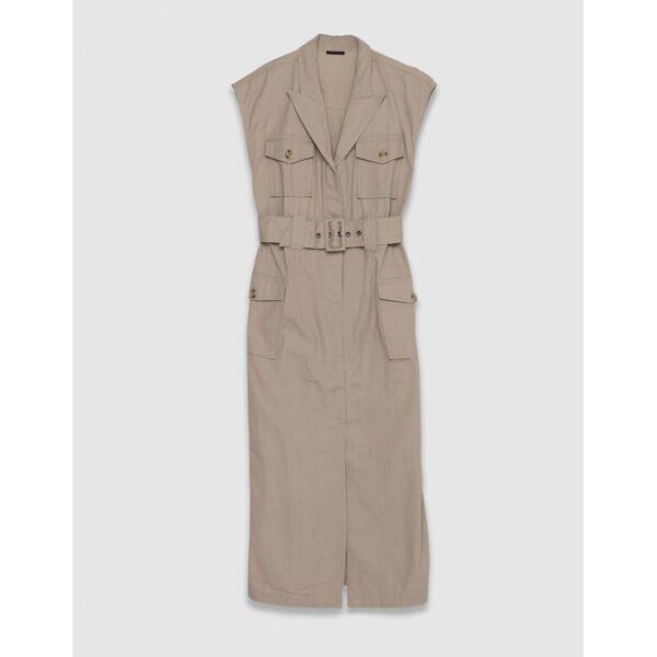 Belted Sleeveless Shirt Dress