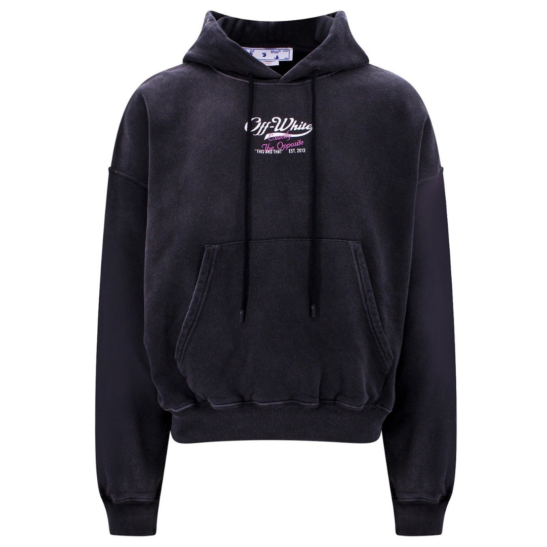 Off-White Mens Wave Off Boxy Black Hoodie Cotton - Size Medium