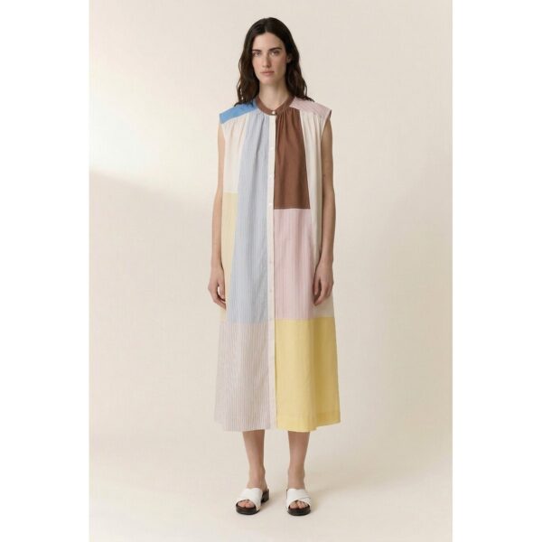 Richie Sleeveless Maxi Shirt Dress in Patchwork Print