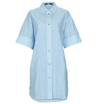 Karl Lagerfeld  BRODERIE ANGLAISE SHIRTDRESS  women's Dress in Blue