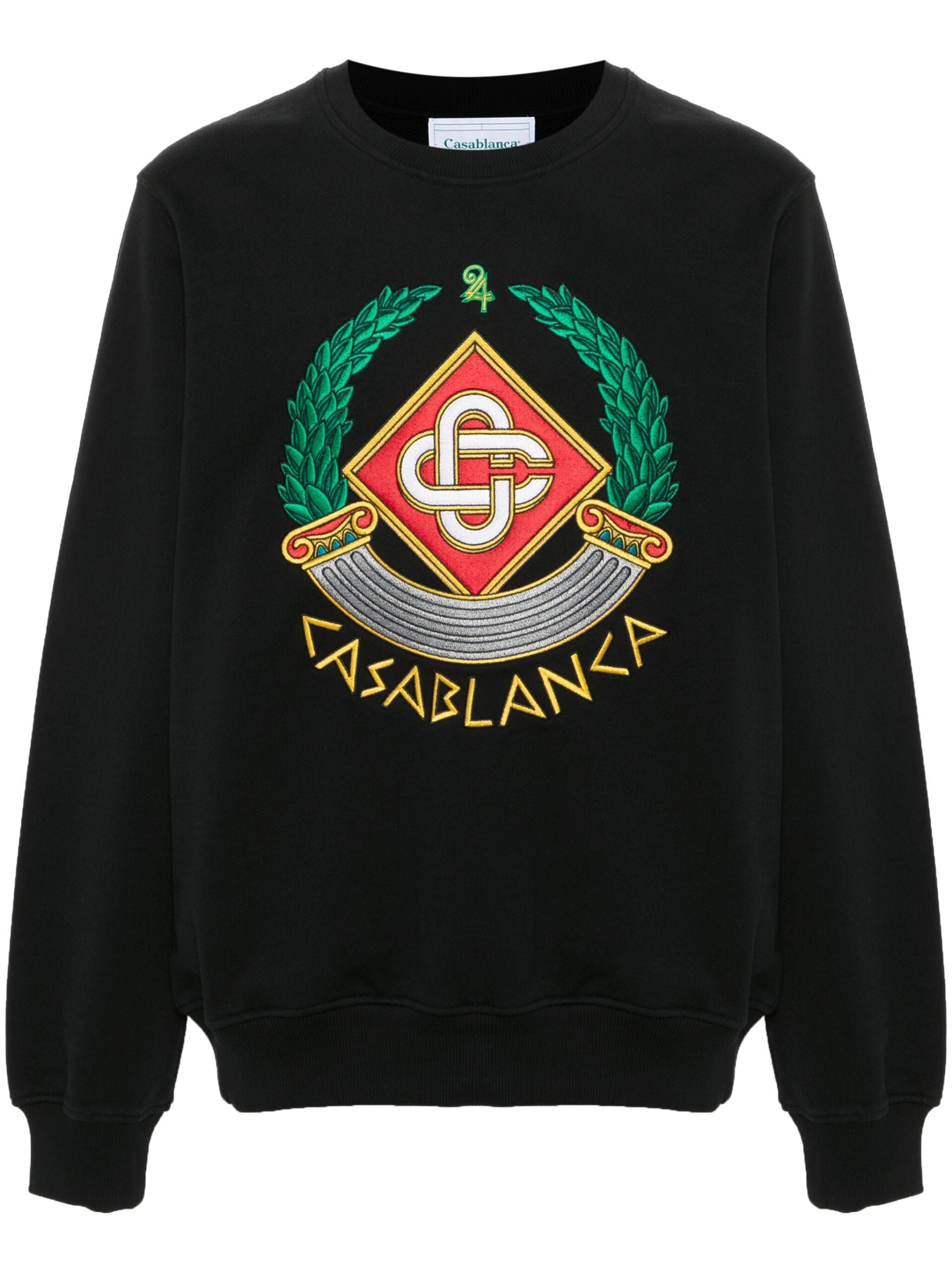 Casablanca Mens Casa Crest Embroidered Sweatshirt in Black Cotton - Size Large