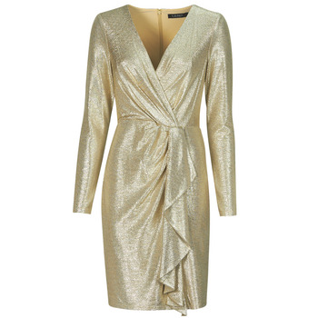 Lauren Ralph Lauren  CINLAIT-LONG SLEEVE-COCKTAIL DRESS  women's Dress in Gold