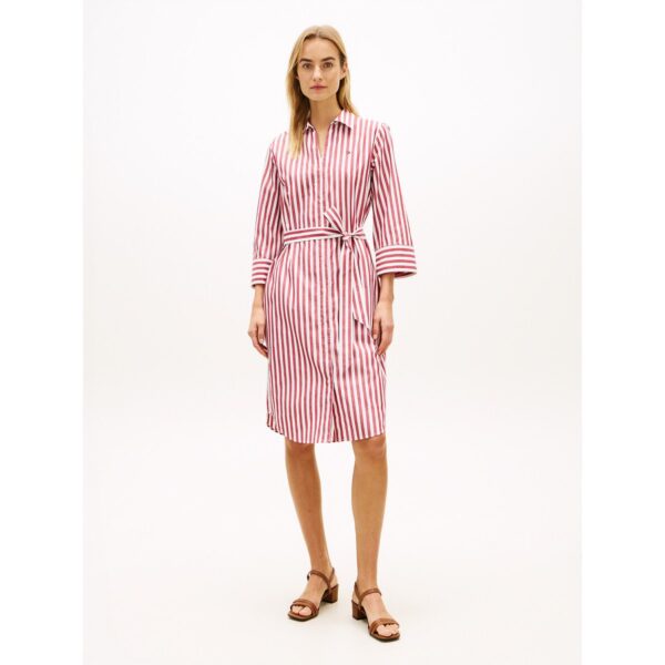 Striped 3/4 Length Sleeve Shirt Dress