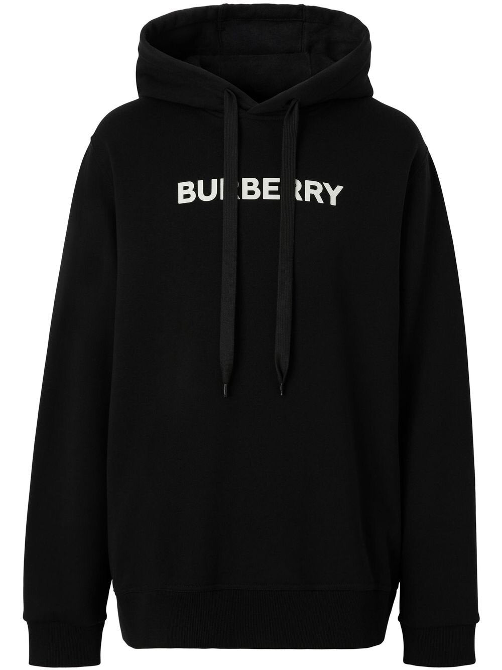 Burberry Mens Ansdel Logo print Hoodie in Black Cotton - Size Medium