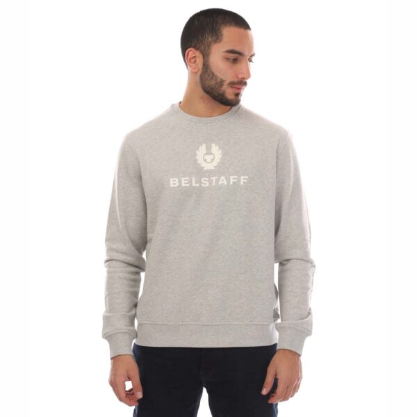Belstaff Mens Signature Crewneck Sweatshirt in Silver Cotton - Size Small