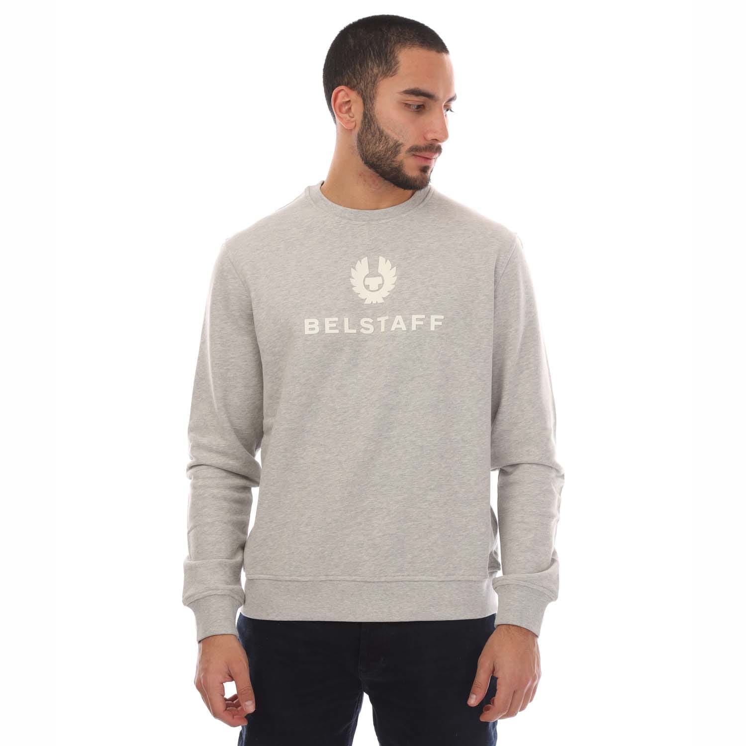 Belstaff Mens Signature Crewneck Sweatshirt in Silver Cotton - Size Small