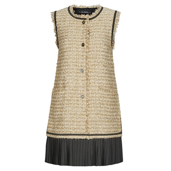 Karl Lagerfeld  BOUCLE SLEEVELESS DRESS  women's Dress in Beige