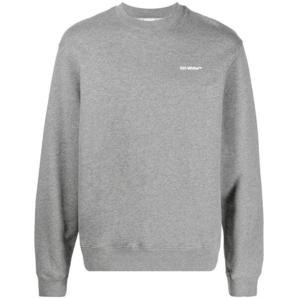 Off-White Mens Wave Out Diag Design Grey Slim Sweatshirt Cotton - Size X-Small