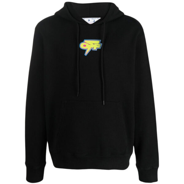 Off-White Mens Dedrade Thunder Logo Slim Fit Black Hoodie Cotton - Size Small