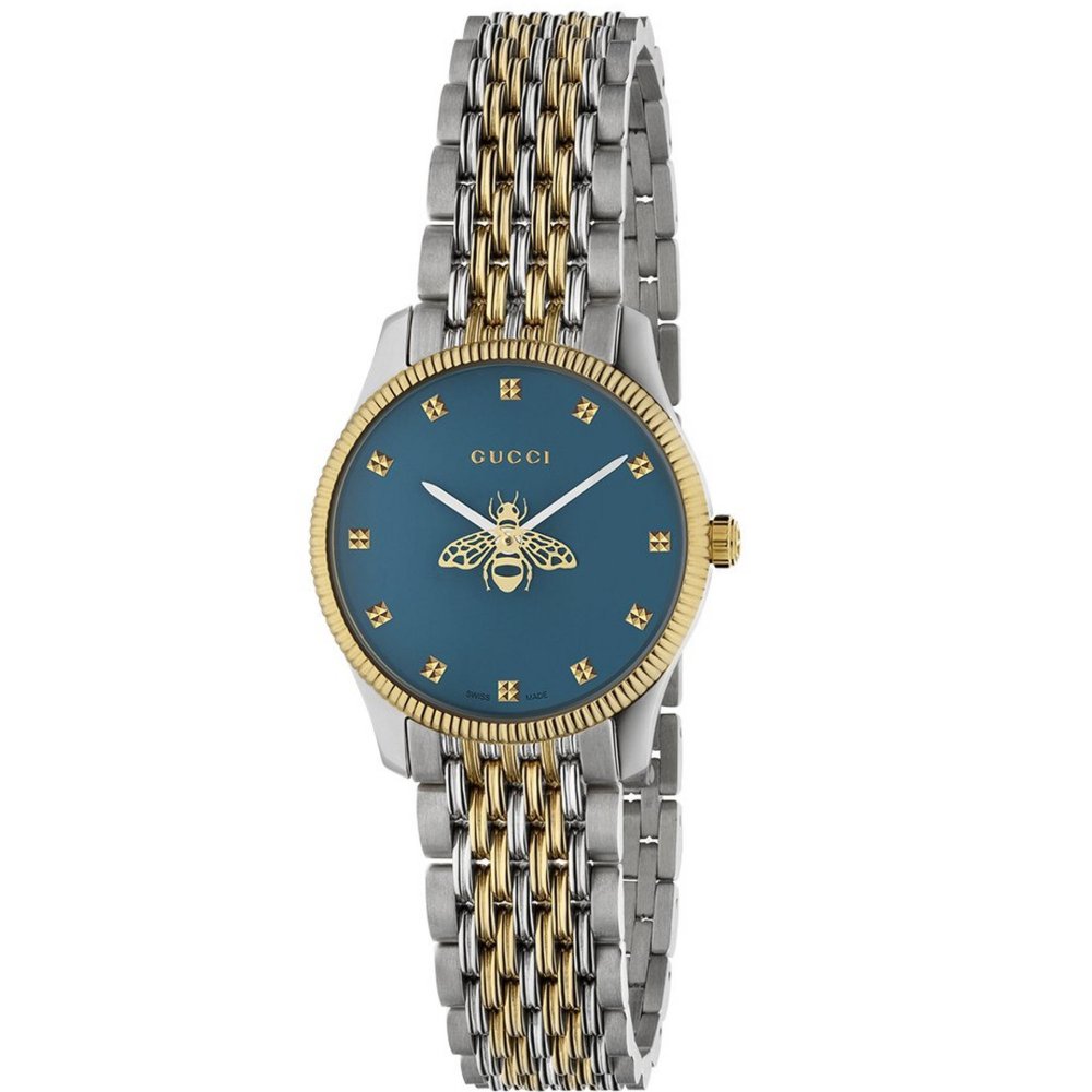 Gucci Womens YA1265029 G-Timeless Two-Tone Ladies Watch - Silver & Gold Stainless Steel - One Size