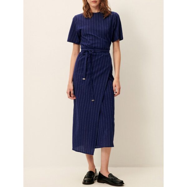 Lazula Striped Midi Wrap Dress with Short Sleeves