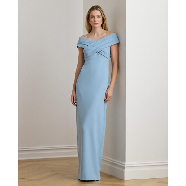 Maxi Dress with Short Sleeves and Crossover Neck