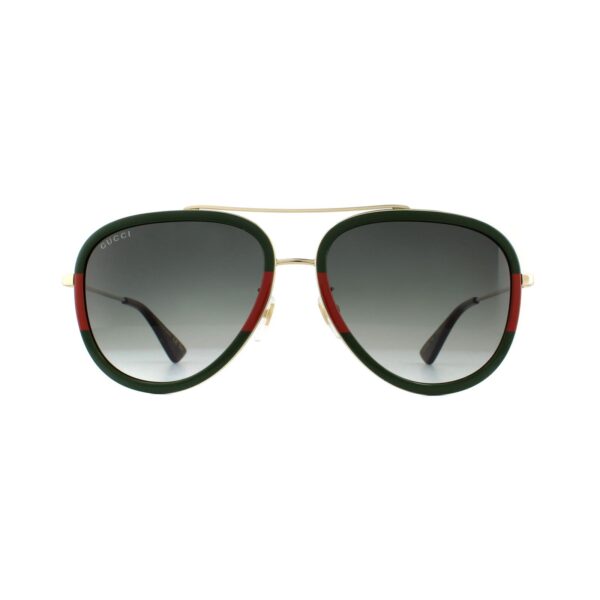 Gucci Unisex Sunglasses GG0062S 003 Gold Green Red Gradient Metal - One Size