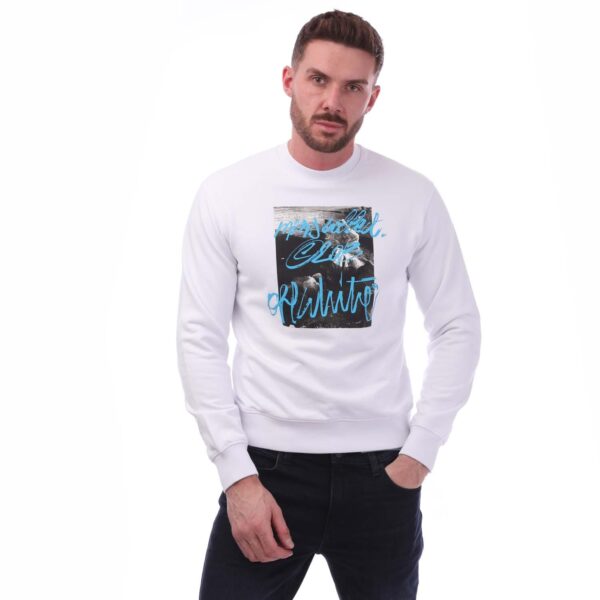 Off-White Mens Off White Rocks Type Slim Crewneck Sweatshirt in Black - Black & Silver Cotton - Size X-Large