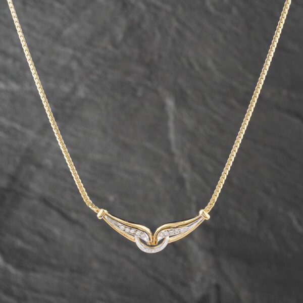 Pre-Owned 18ct Two Colour Gold 0.15ct Brilliant Cut Diamond Set 16 Inch Necklace 41041465