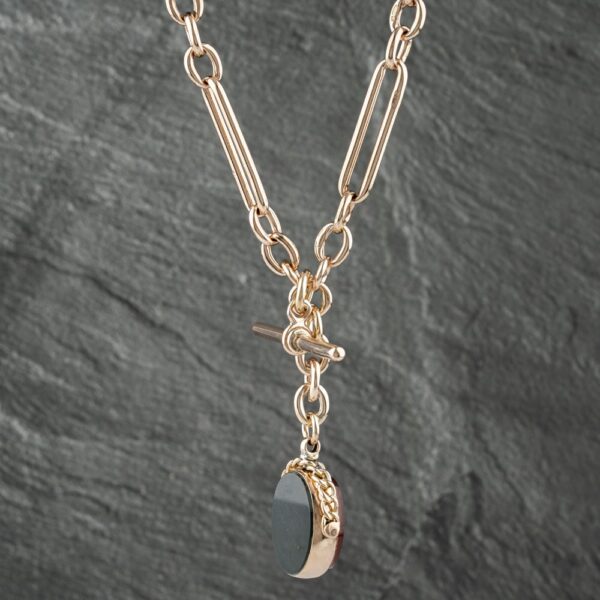 Pre-Owned Vintage 9ct Rose Gold T Bar & Swivel Double Albert 15 Inch Figaro Chain 41041564