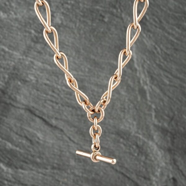 Pre-Owned Vintage 9ct Rose Gold T Bar Double Albert 16 Inch Curb Chain 41041565