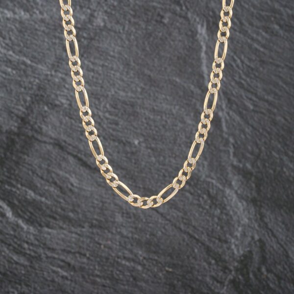 Pre-Owned 9ct Yellow Gold Hammered 18 Inch Figaro Chain 41041702