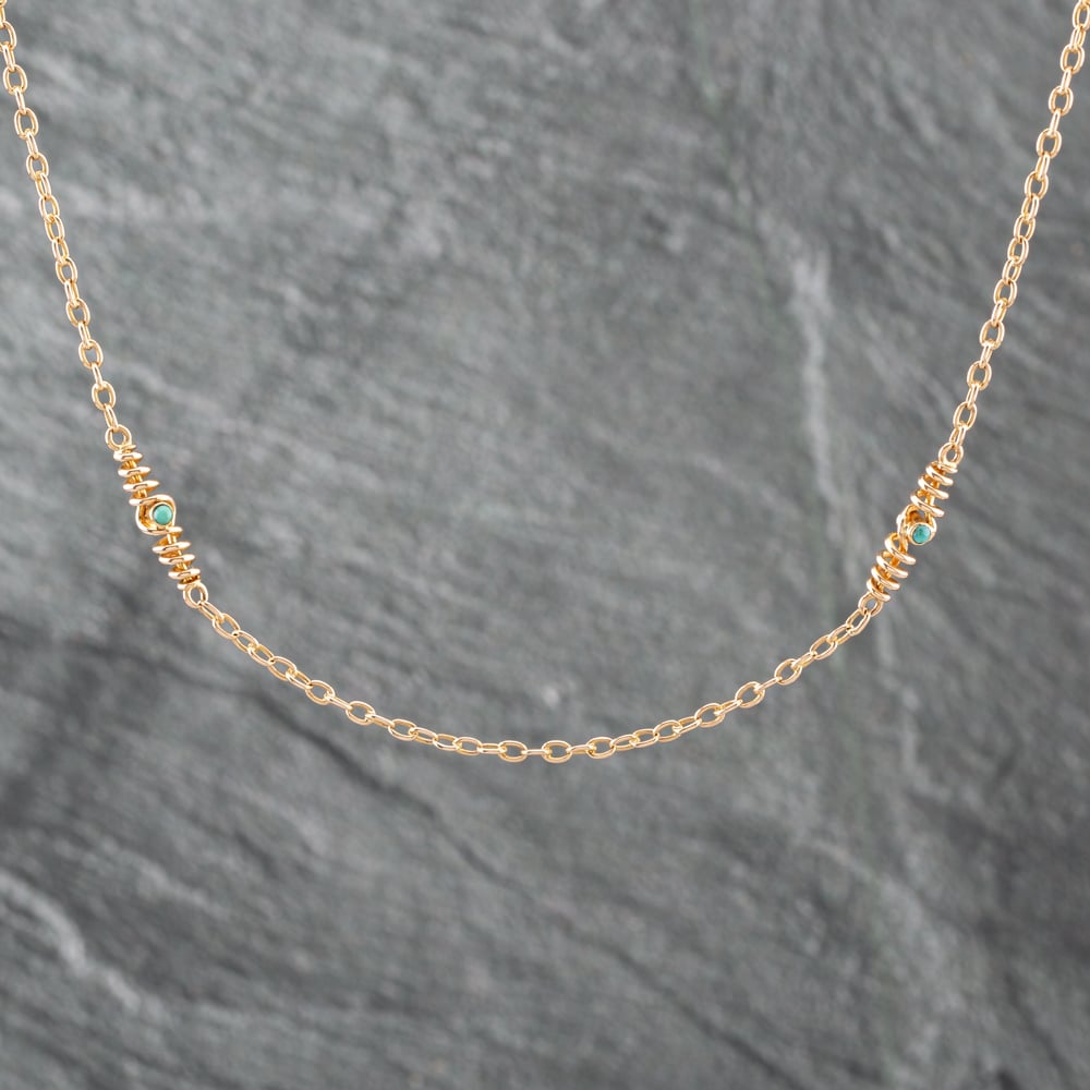 Pre-Owned Vintage Yellow Gold Turquoise 17 Inch Trace 41041706
