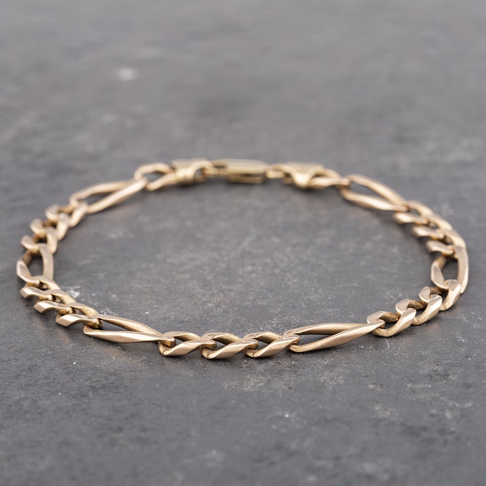 Pre-Owned 9ct Yellow Gold 3+1 9.5 Inch Chain Bracelet 41081163