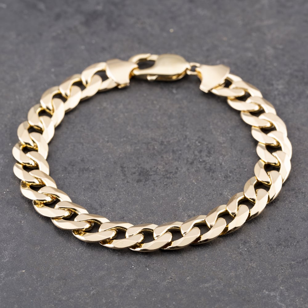 Pre-Owned 9ct Yellow Gold Heavy 8.5 Inch Curb Chain Bracelet 41081273