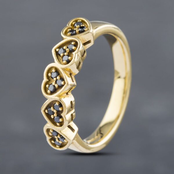 Pre-Owned 18ct Yellow Gold Sapphire Set Heart Design Half Eternity Ring 41102646